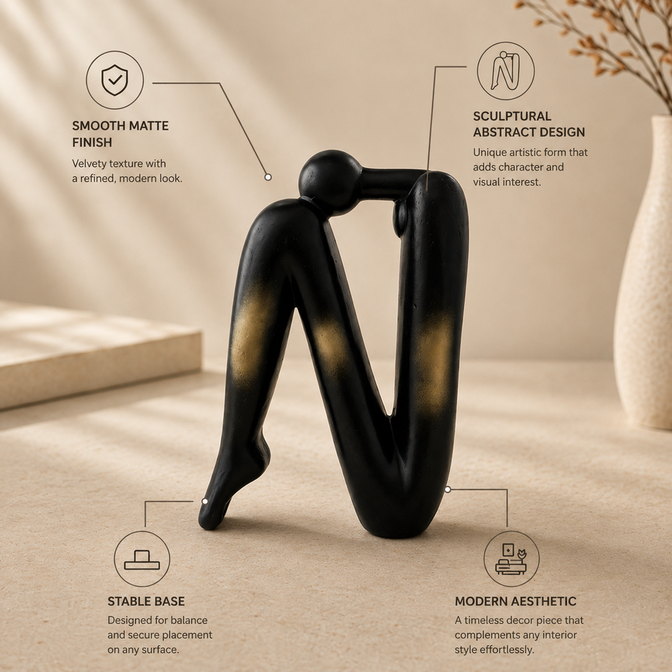 SOGA Black Gold Ceramic Ornament Modern Home Decor Set (13x6x20cm & 10x5x28cm)