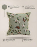 SOGA 45cm Matcha Green French Vintage Butterfly Loves Flowers Tassel Throw pillow
