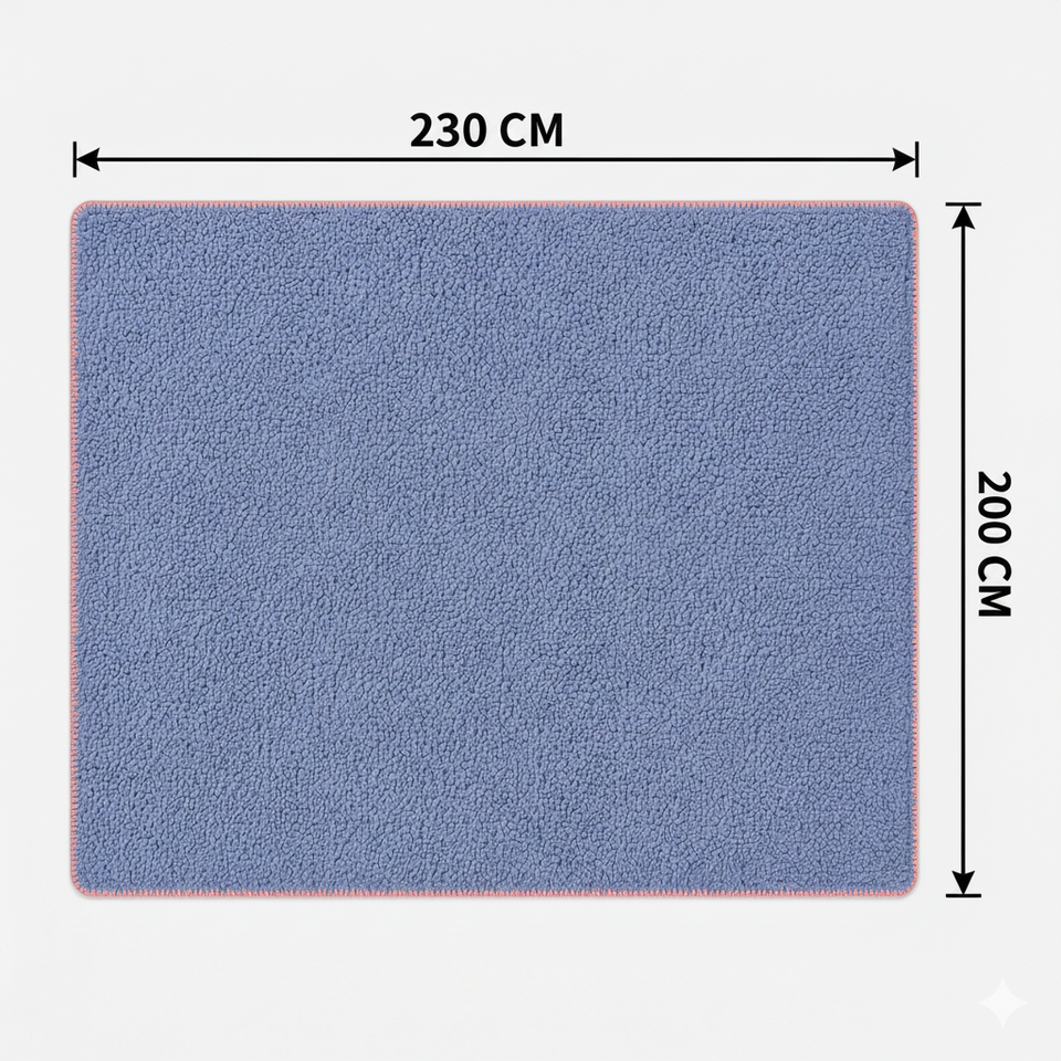 SOGA 230x200cm Dusty Blue Flannel Polyester Throw Blanket