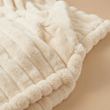 SOGA 150x200cm Cream Flannel Polyester Throw Blanket