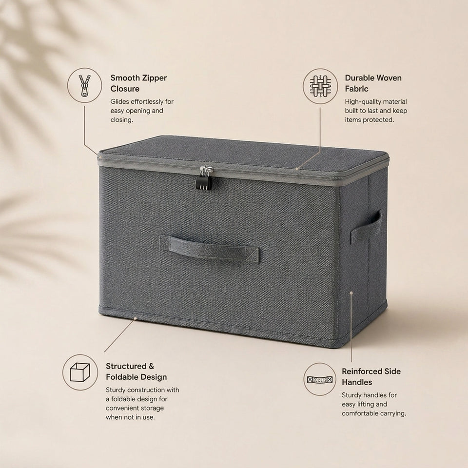 SOGA (49x37x30cm) Grey Fabric Storage Box Home Organizer