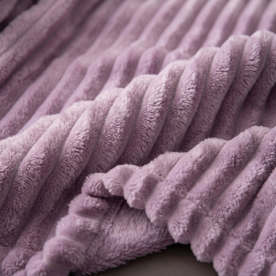SOGA 230x200cm Purple Flannel Polyester Throw Blanket