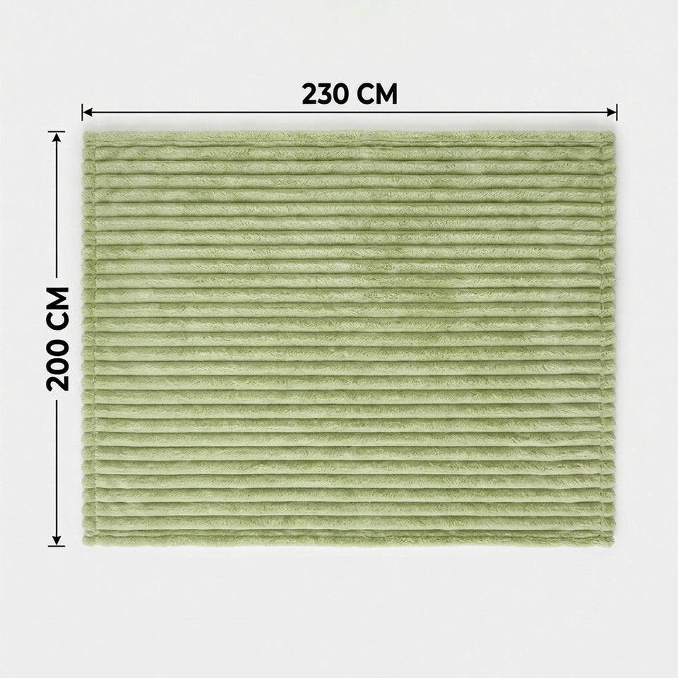SOGA 2X 230x200cm Light Green Flannel Polyester Throw Blanket