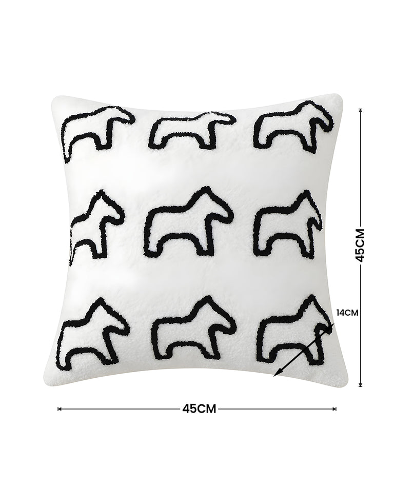 SOGA 2-Pack 45cm White Teddy Fleece Pony Design Throw Pillows