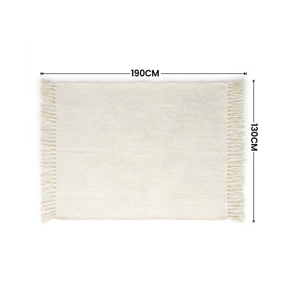 SOGA Beige Polyester Throw Blanket Soft Cozy Sofa Bed