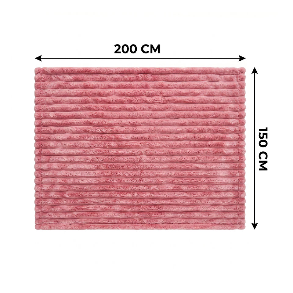 SOGA 150x200cm Pink Flannel Polyester Throw Blanket