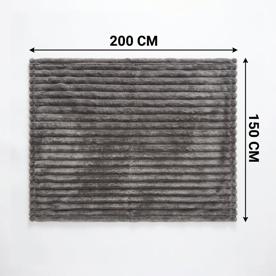 SOGA 230x200cm Grey Flannel Polyester Throw Blanket