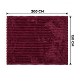 SOGA 150x200cm Burgundy Flannel Polyester Throw Blanket