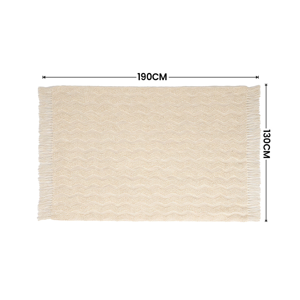 SOGA 2X Cream Polyester Throw Blanket Soft Cozy Sofa Bed