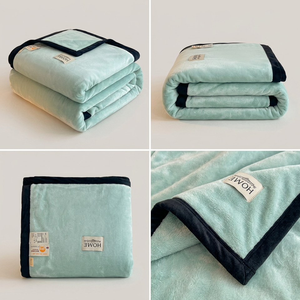 SOGA 230x200cm Mint Green Flannel Polyester Throw Blanket