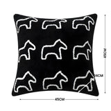 SOGA 45cm Throw Pillow Black Teddy Fleece Square Pony Design Decorative Cushion for Living Room