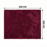 SOGA 2X 230x200cm Burgundy Flannel Polyester Throw Blanket