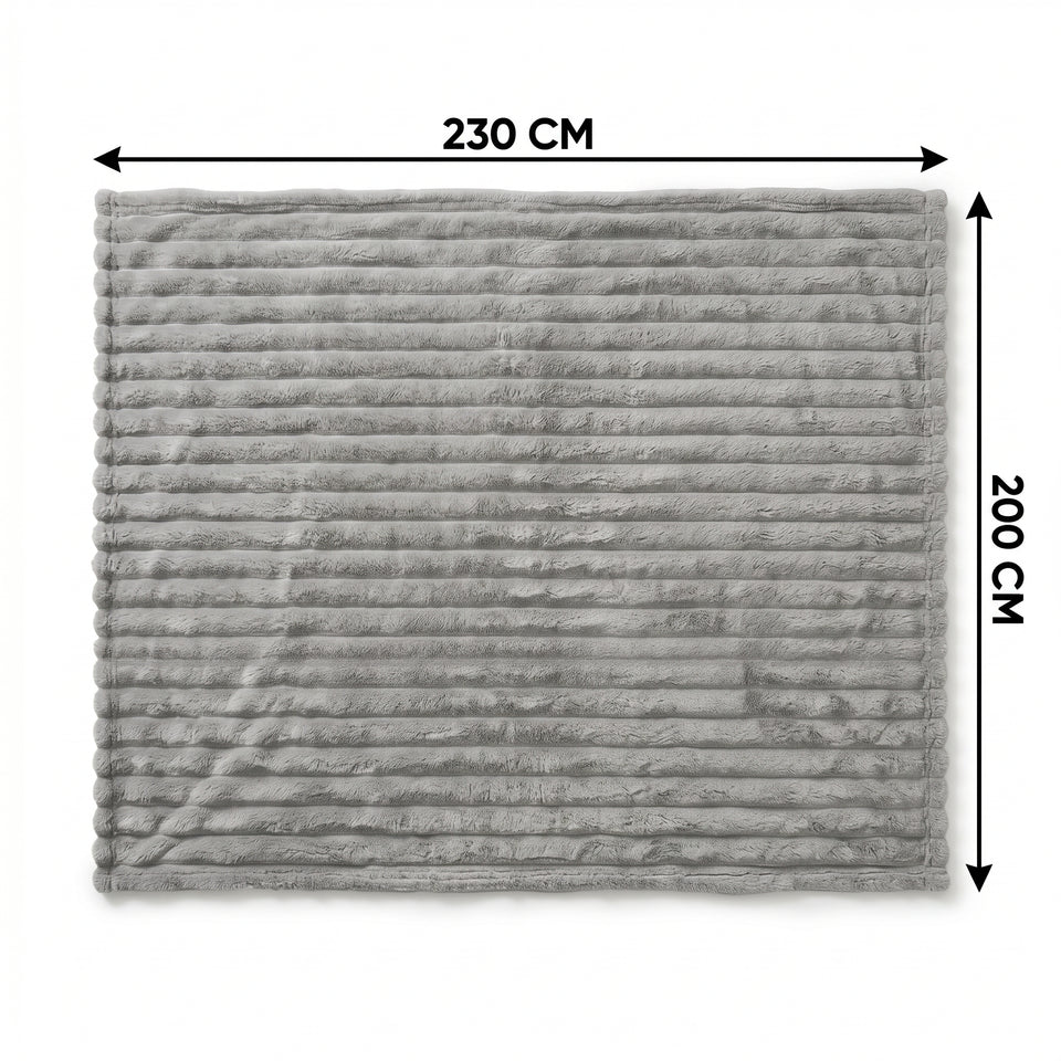 SOGA 230x200cm Silver Flannel Polyester Throw Blanket
