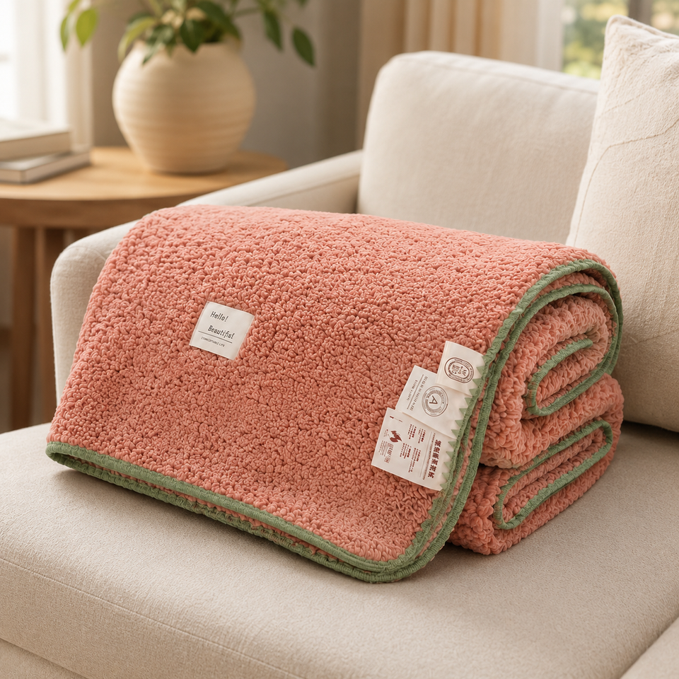SOGA 230x200cm Pink Flannel Polyester Throw Blanket