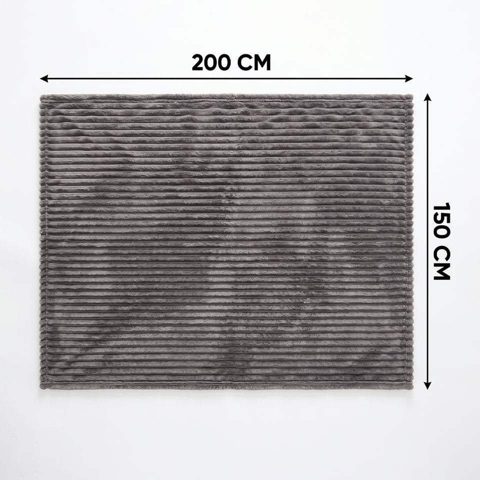 SOGA 2X 150x200cm Grey Flannel Polyester Throw Blanket