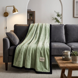 SOGA 230x200cm Green Flannel Polyester Throw Blanket