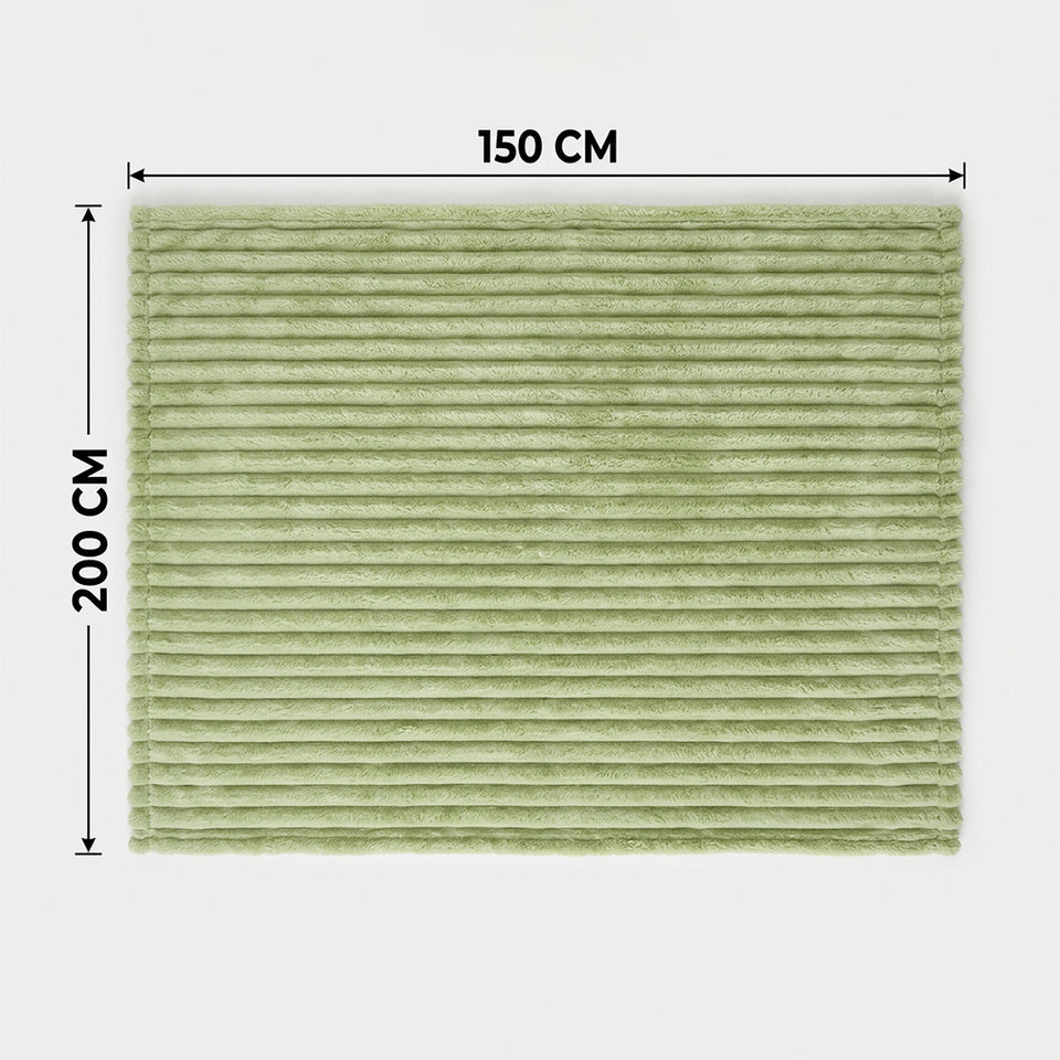 SOGA 150x200cm Light Green Flannel Polyester Throw Blanket