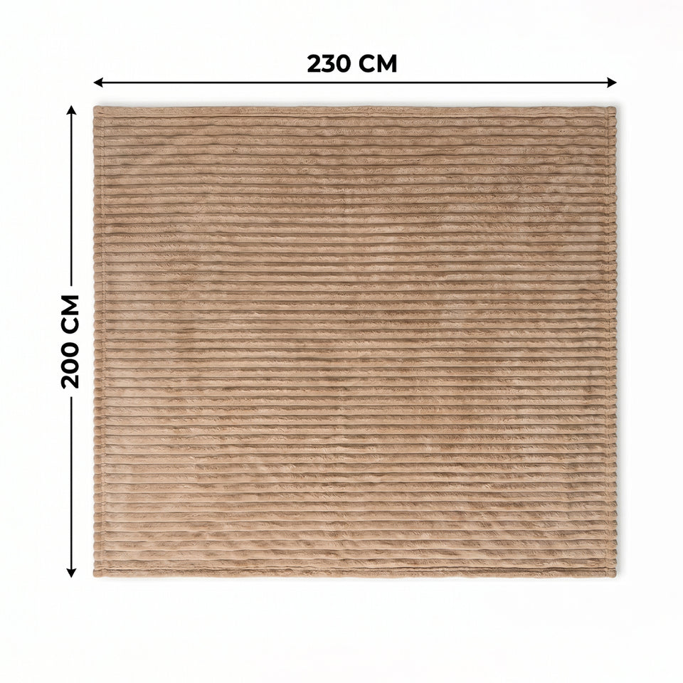 SOGA 2X 230x200cm Light Coffee Flannel Polyester Throw Blanket