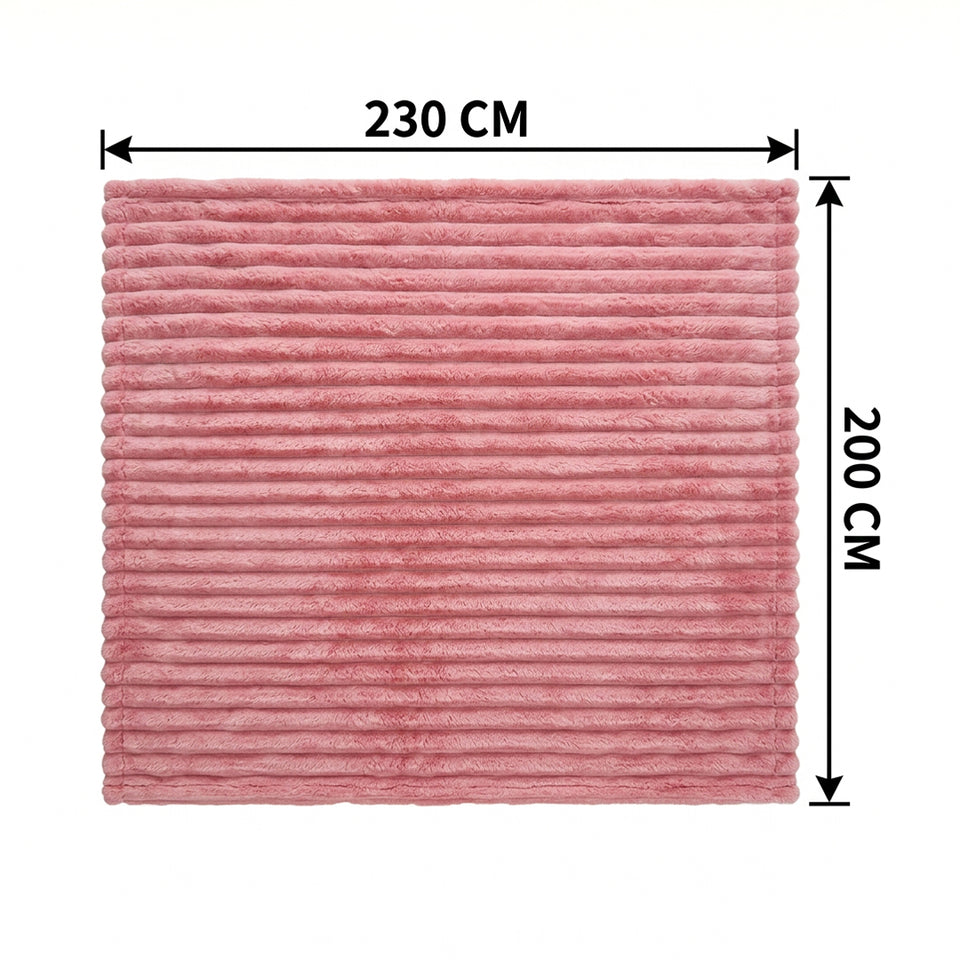 SOGA 230x200cm Pink Flannel Polyester Throw Blanket