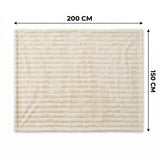 SOGA 2X 150x200cm Cream Flannel Polyester Throw Blanket