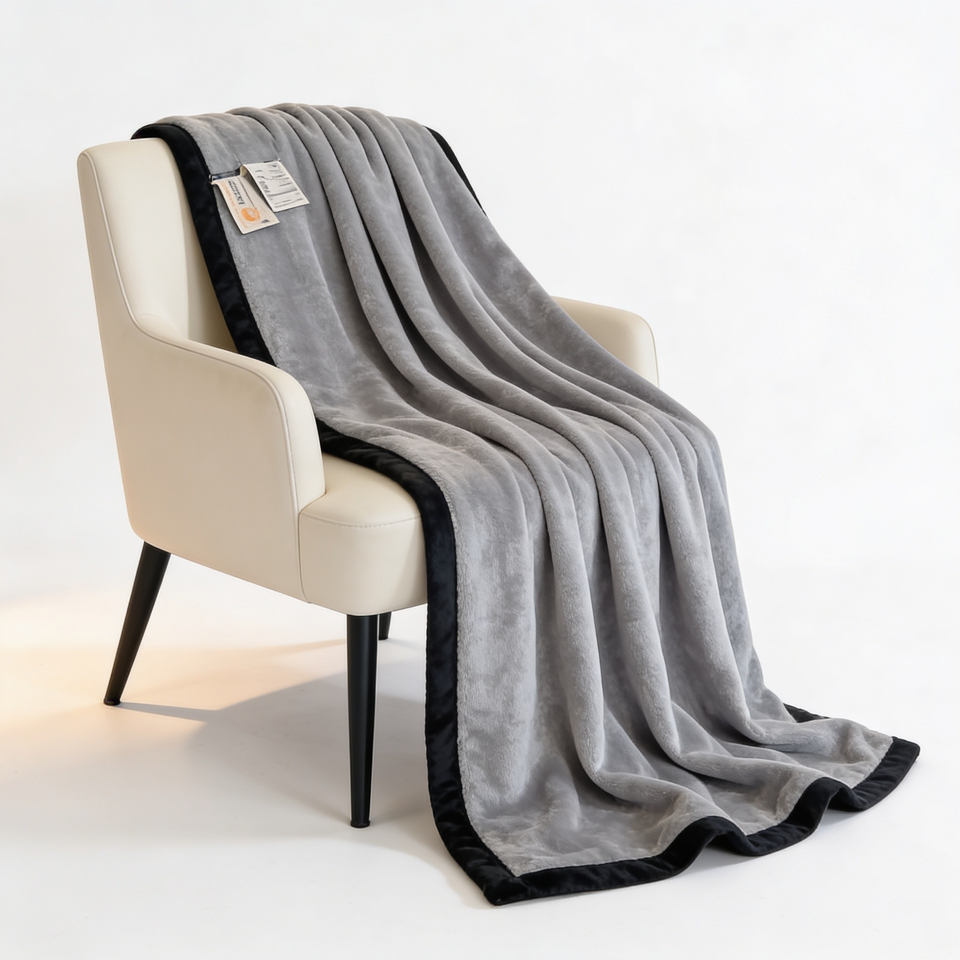 SOGA 230x200cm Silver Flannel Polyester Throw Blanket