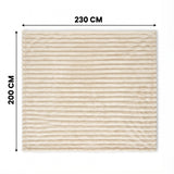 SOGA 230x200cm Cream Flannel Polyester Throw Blanket