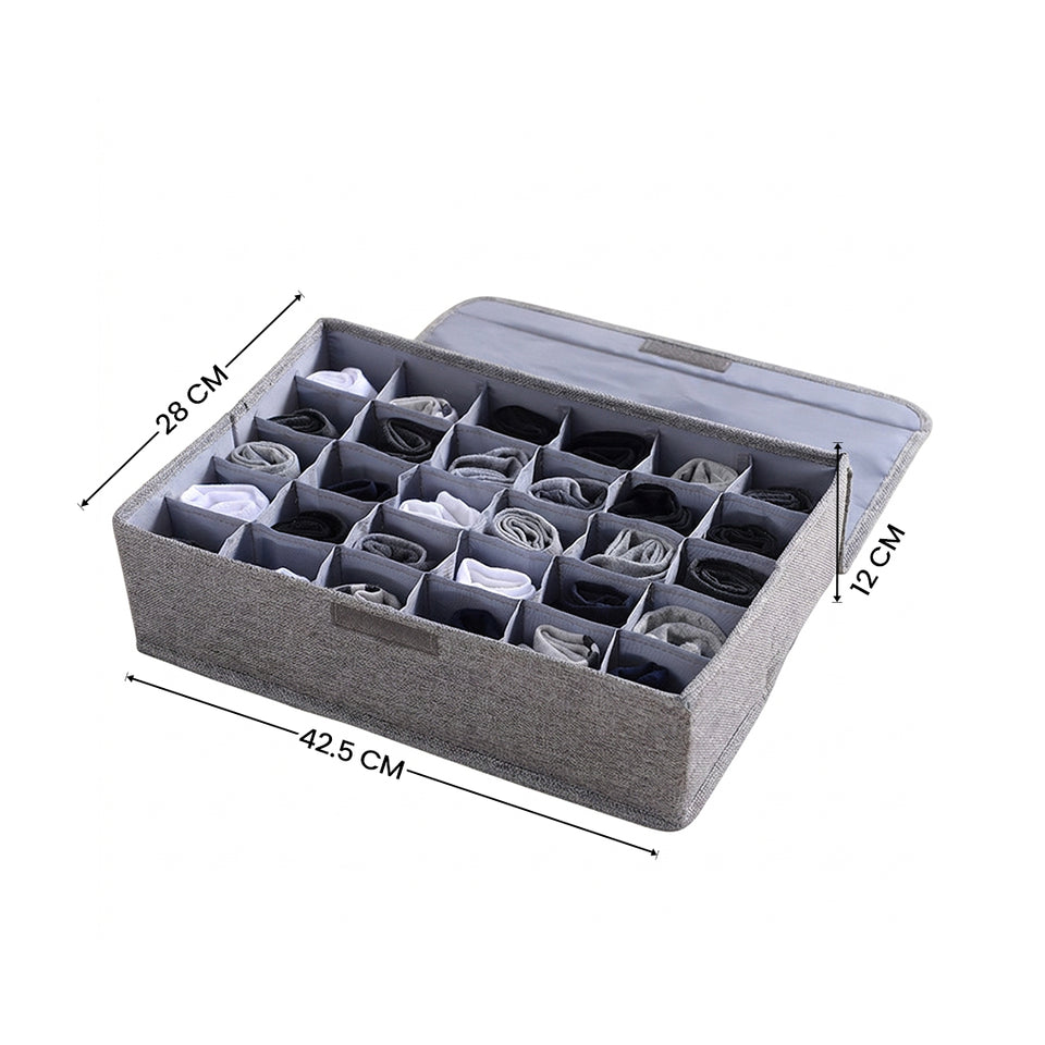 SOGA (43x29x13cm) Grey 30 Compartment Fabric Storage Box Organizer