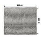 SOGA 2X 230x200cm Silver Flannel Polyester Throw Blanket