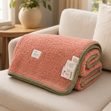 SOGA 230x200cm Pink Flannel Polyester Throw Blanket