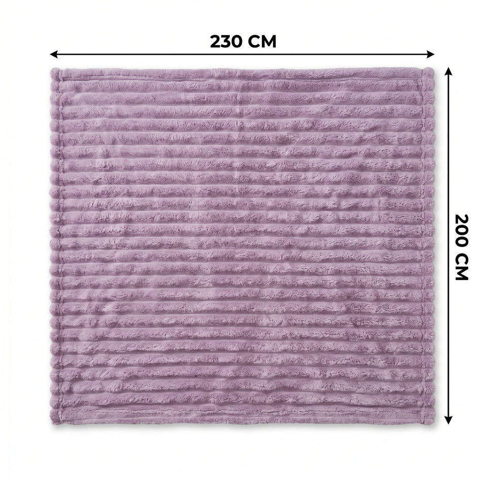 SOGA 230x200cm Purple Flannel Polyester Throw Blanket