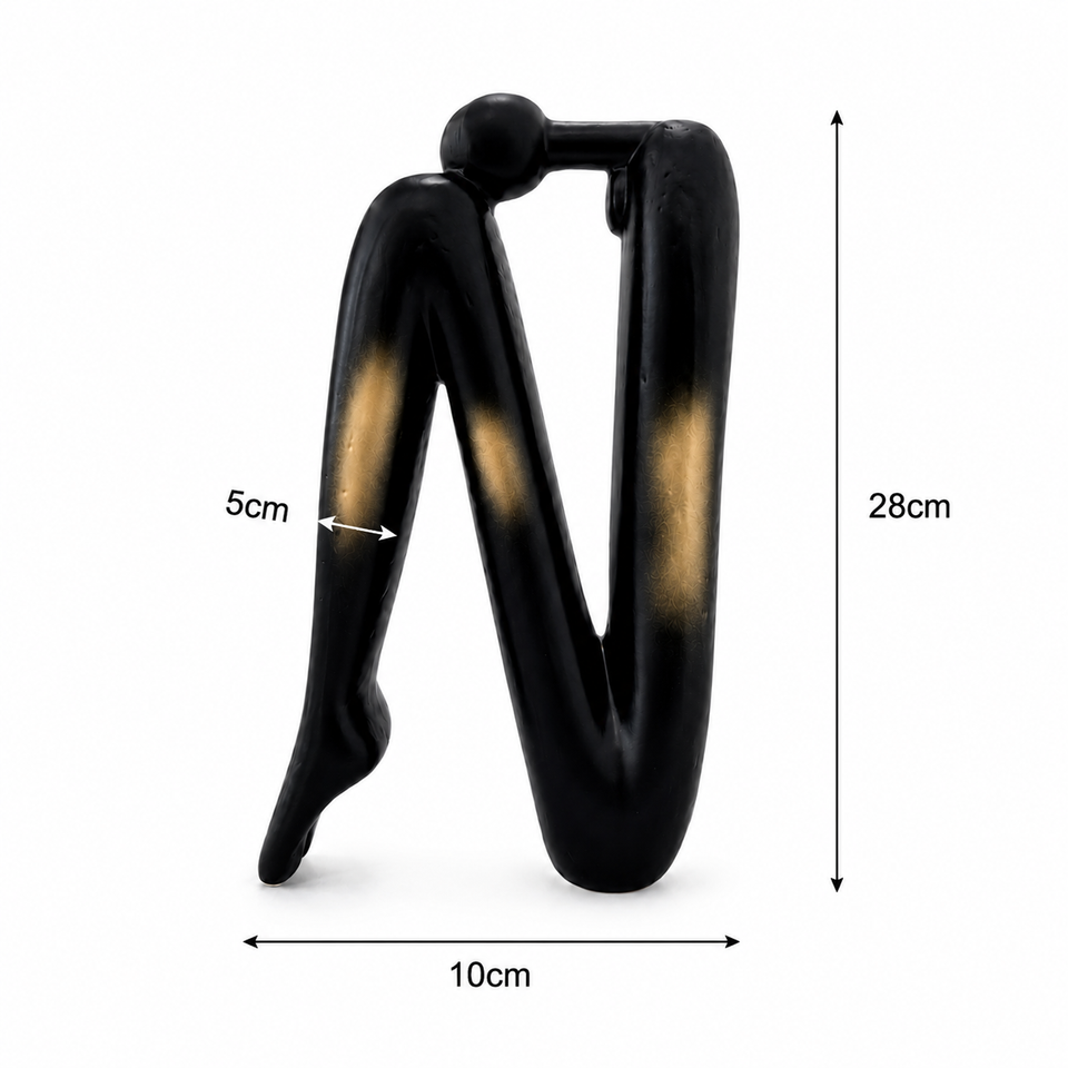 SOGA Black Gold Ceramic Ornament Modern Home Decor Set (13x6x20cm & 10x5x28cm)