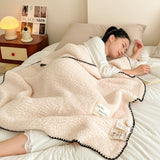 SOGA 230x200cm Peach Flannel Polyester Throw Blanket