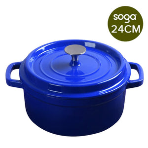 SOGA Cast Iron Enamel Porcelain Stewpot Casserole Stew Cooking Pot With Lid 3.6L Blue 24cm