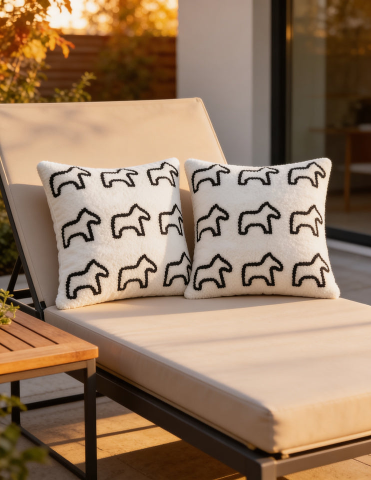 SOGA 2-Pack 45cm White Teddy Fleece Pony Design Throw Pillows