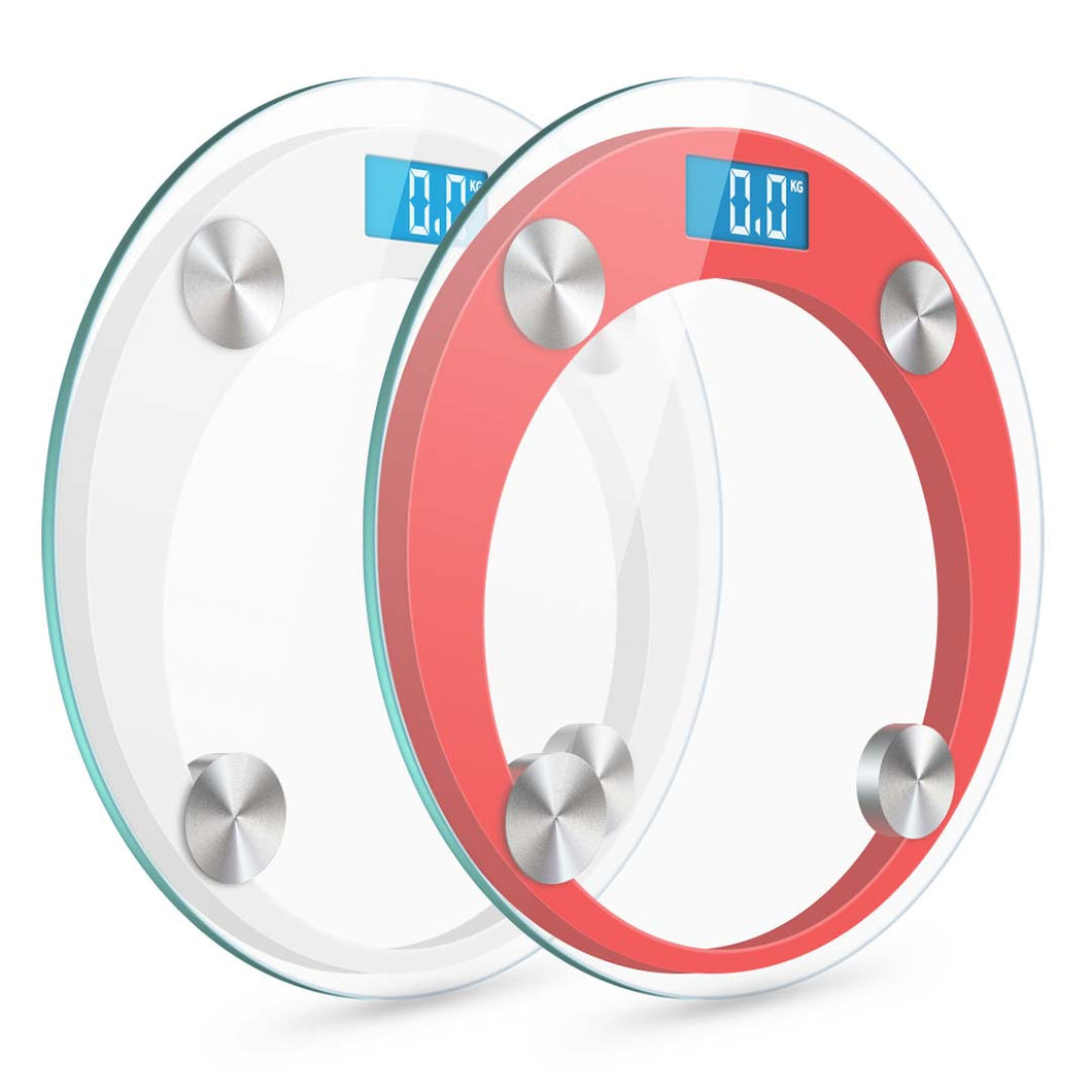 SOGA 2X 180kg Digital Fitness Weight Bathroom Gym Body Glass LCD Electronic Scale White/Red