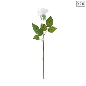 SOGA 20pcs Artificial Silk Flower Fake Rose Bouquet Table Decor White