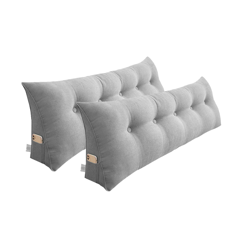 SOGA 2X 120cm Silver Triangular Wedge Bed Pillow Headboard Backrest Bedside Tatami Cushion Home Decor