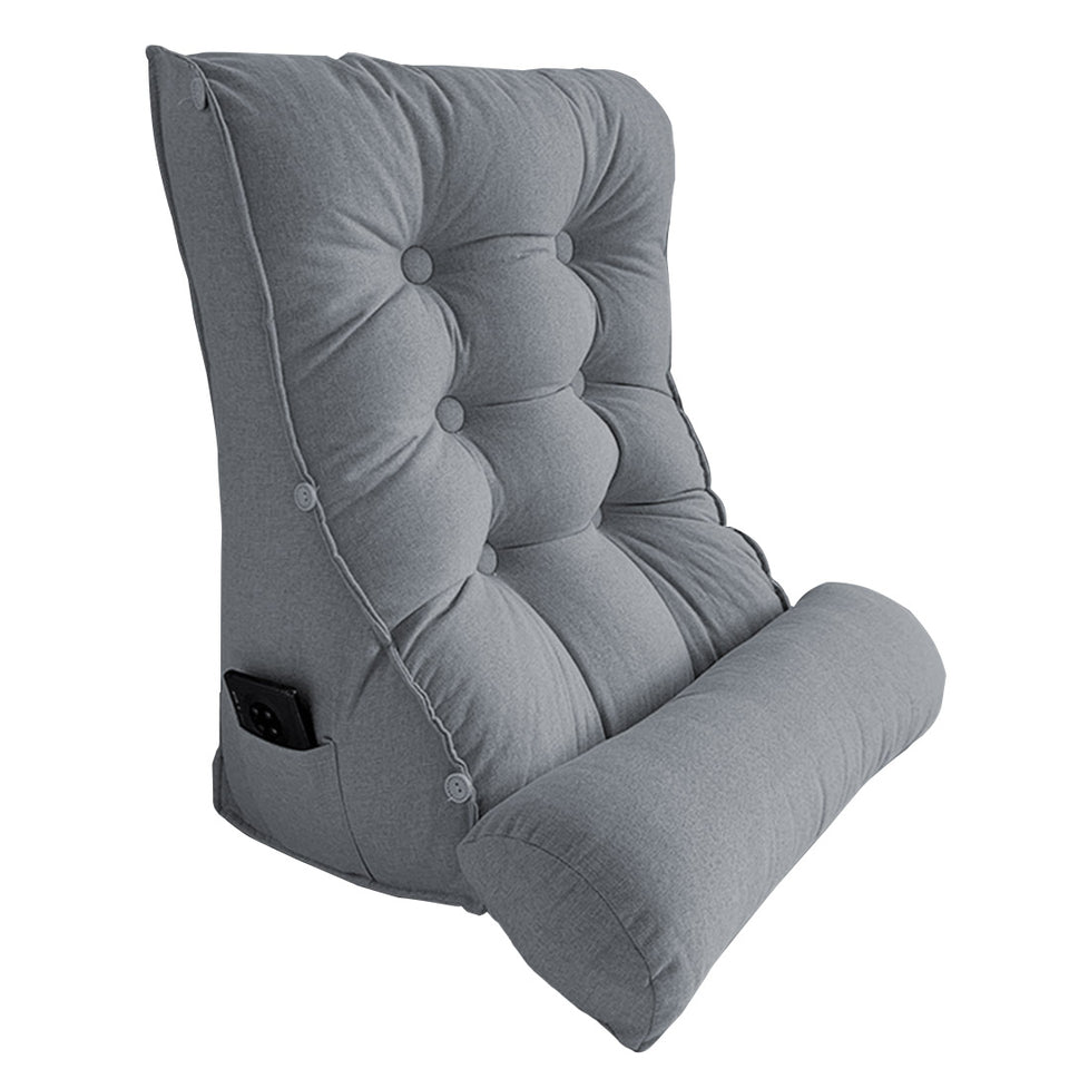SOGA 45cm Silver Triangular Wedge Lumbar Pillow Headboard Backrest Sofa Bed Cushion Home Decor