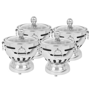 SOGA 4X Stainless Steel Mini Asian Buffet Hot Pot Single Person Shabu Alcohol Stove Burner with Glass Lid
