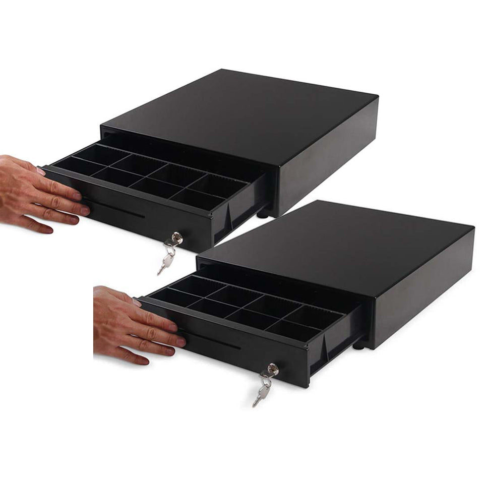 SOGA 2X Black Heavy Duty Cash Drawer Manual 4 Bills 8 Coins Cheque Slot Tray Pos 350