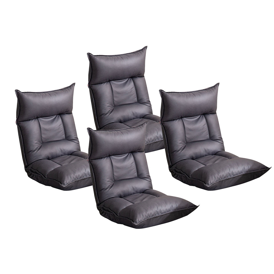 SOGA 4-Pack Grey Lounge Recliner Lazy Sofa Bed Tatami Cushion with Collapsible Backrest