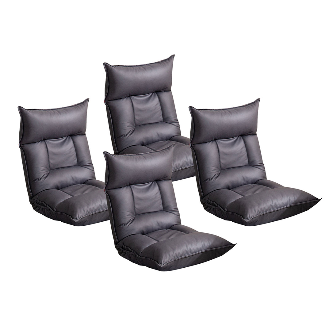 SOGA 4-Pack Grey Lounge Recliner Lazy Sofa Bed Tatami Cushion with Collapsible Backrest