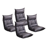 SOGA 4-Pack Grey Lounge Recliner Lazy Sofa Bed Tatami Cushion with Collapsible Backrest