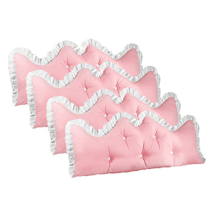 SOGA 4X 180cm Pink Princess Bed Pillow Headboard Backrest Bedside Tatami Sofa Cushion with Ruffle Lace Home Decor