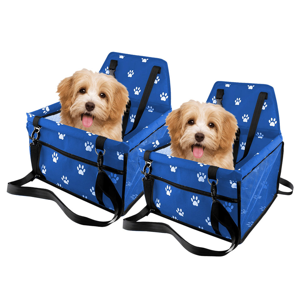 SOGA 2X Waterproof Pet Booster Car Seat Breathable Mesh Safety Travel Portable Dog Carrier Bag Blue