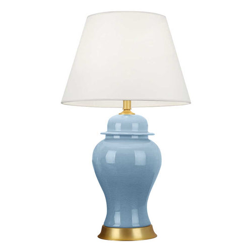 SOGA Oval Ceramic Table Lamp with Gold Metal Base Desk Lamp Blue