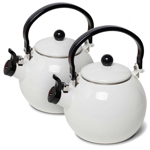 SOGA 2X 2 Litre Ceramic Enameled Porcelain Kettle Kitchen White