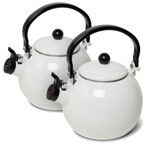 SOGA 2X 2 Litre Ceramic Enameled Porcelain Kettle Kitchen White