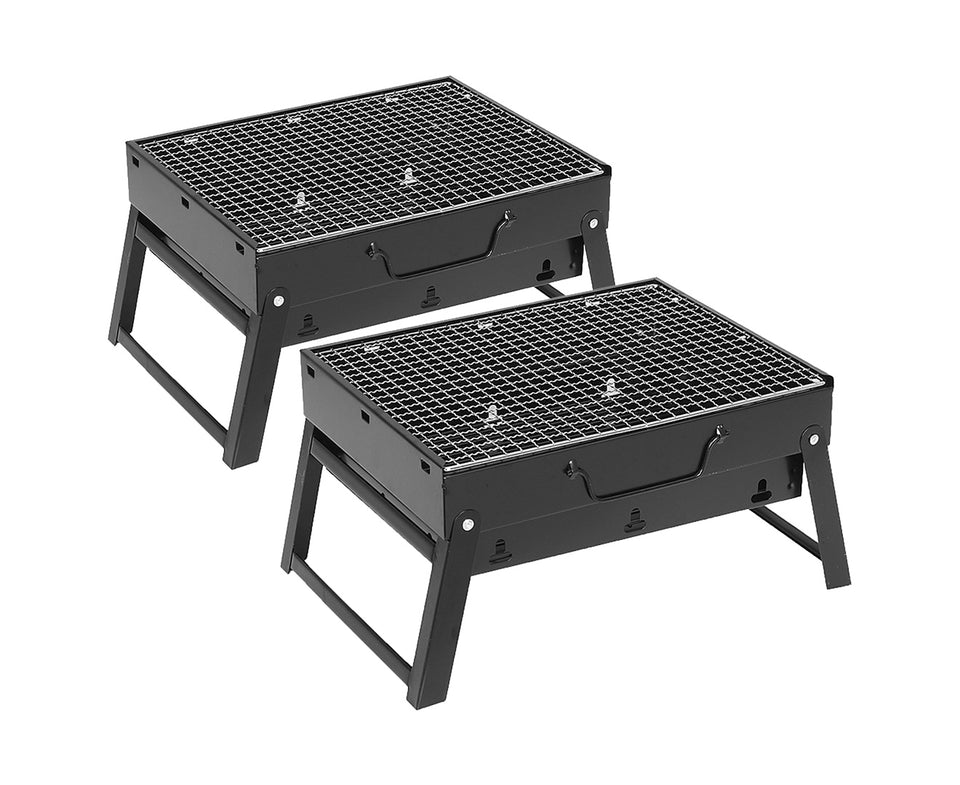 SOGA 2X 43cm Portable Folding Thick Box-Type Charcoal Grill for Outdoor BBQ Camping