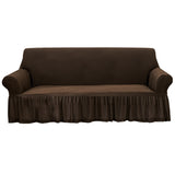 SOGA 3-Seater Coffee Sofa Cover with Ruffled Skirt Couch Protector High Stretch Lounge Slipcover Home Decor